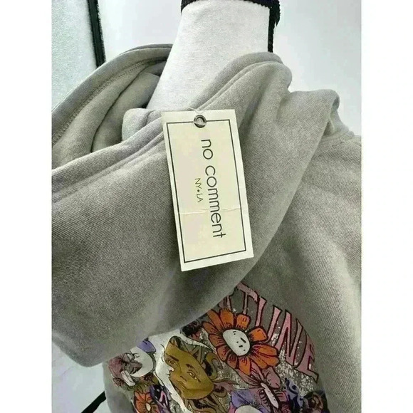 No Comment Women's Gray Whimsical Floral Sun and Moon Hoodie - Sz Large - Picture 6 of 7